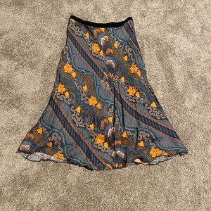 💜 Anthropologie Tanvi Kedia Silky Beaded Printed Slip Skirt in Midi Length